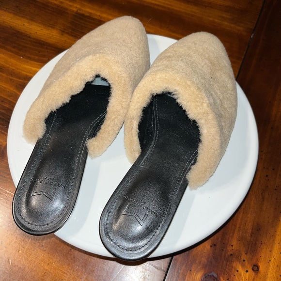 Marc Fisher Sabrinna Shearling Fur Pointed Mules - Picture 4 of 7
